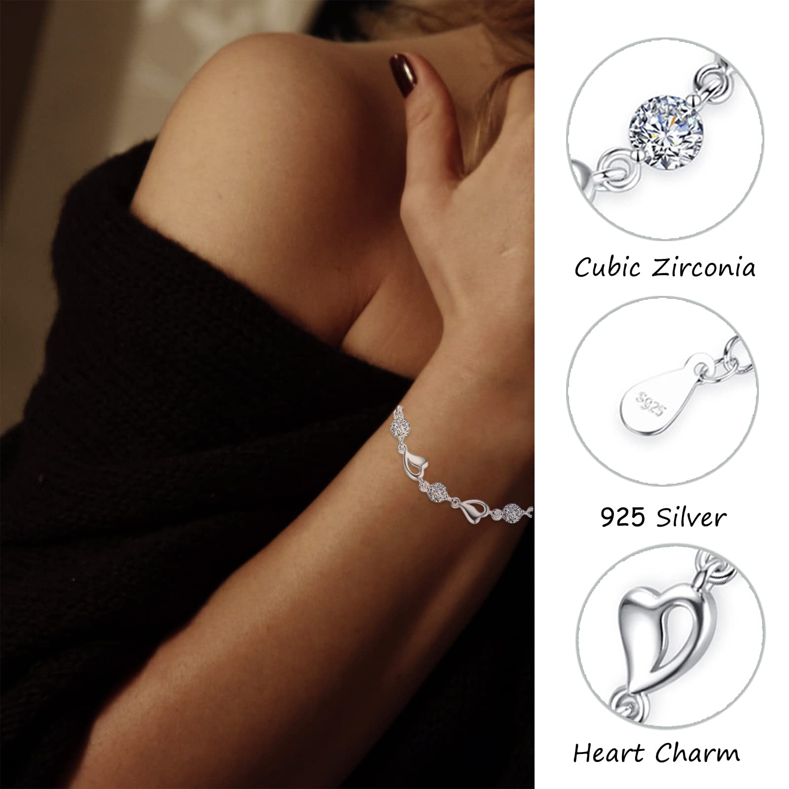 925 Sterling Silver Infinity Bracelet for Women - Elegant Friendship Jewelry, Perfect Gift for Her (Christmas, Valentine's Day, Birthday) - Ideal for Everyday Wear, Special Occasions & Gift-Giving