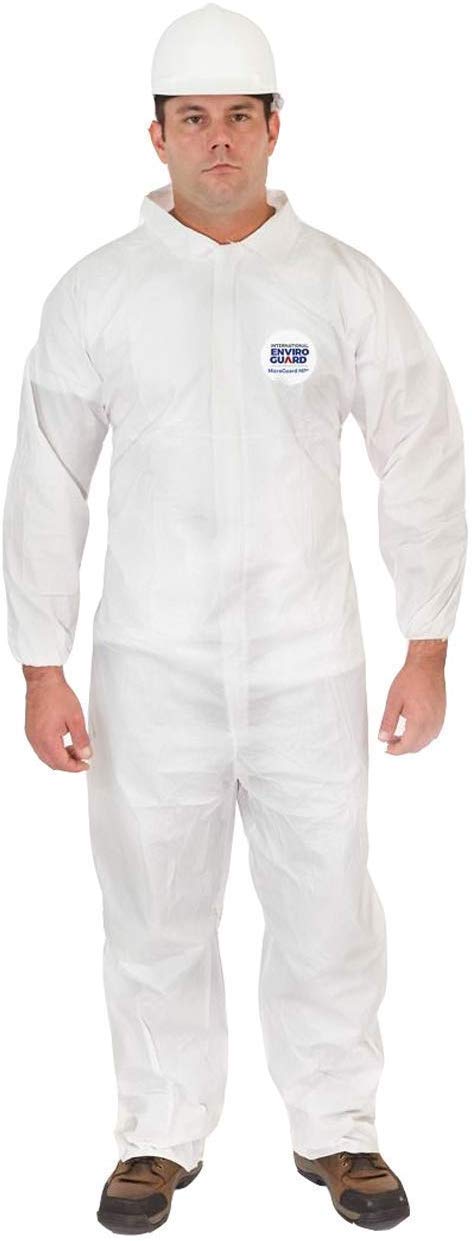 Microguard MP Microporous White Disposable Hazmat Coverall - Elastic Wrist & Open Ankle Design for Paint & Particulate Protection (2XL, Case of 25) | Ideal for Industrial Work, Chemical Handling & Hazardous Environments