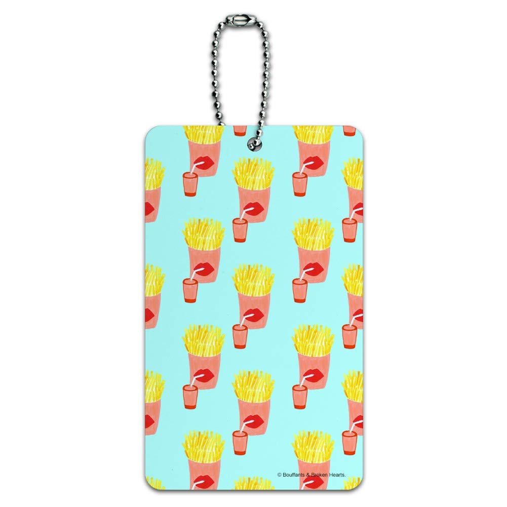 French Fries and Soda Pop Pattern Luggage Tag - Cute Carry-On Suitcase ID Tag for Travel Accessories - Perfect for Backpacks, Duffel Bags & Suitcase Identification
