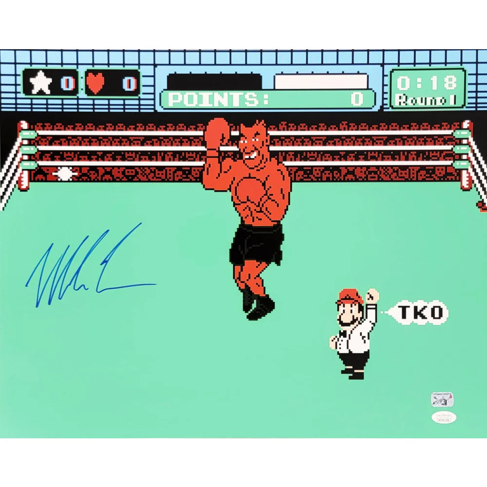 Mike Tyson Autographed Nintendo Punch-Out!! 16x20 Framed Photo with JSA COA & NES Controller - Signed Boxing Memorabilia for Game Room & Sports Collectors