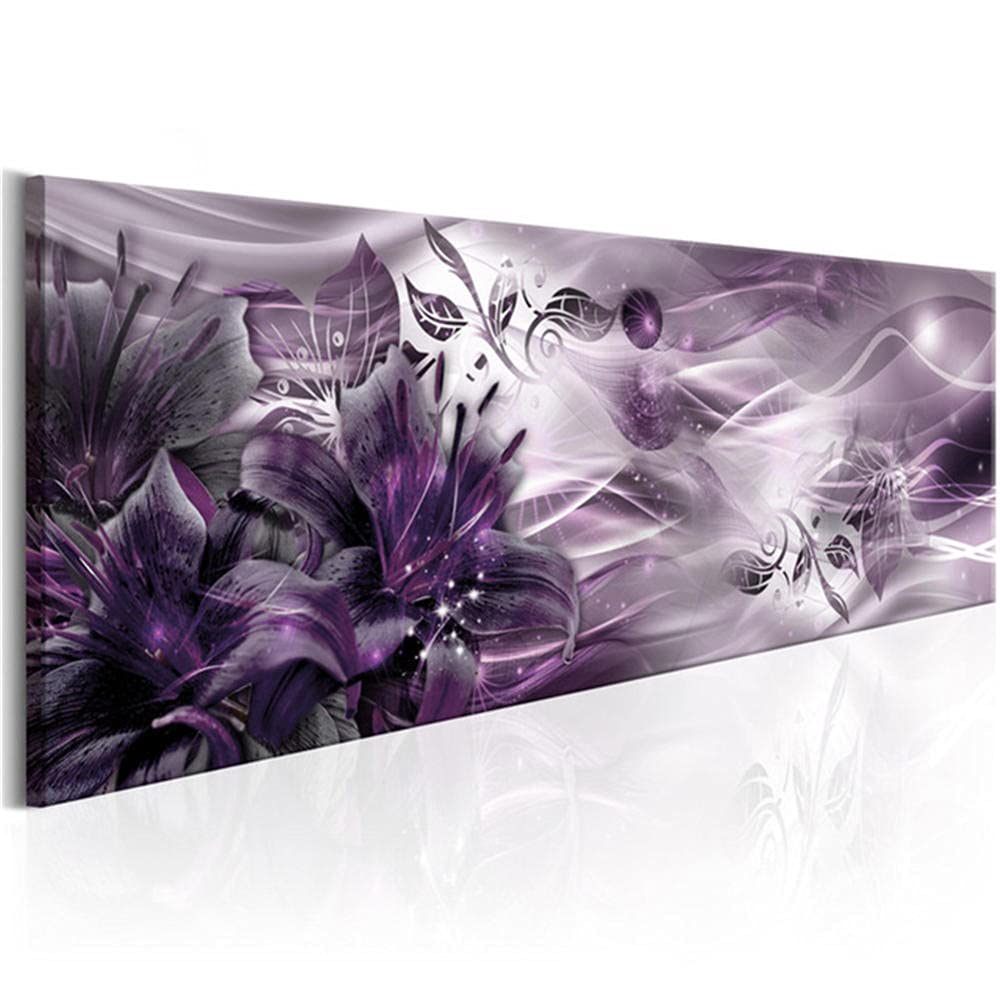 5D DIY Diamond Painting Kit for Adults - Purple Flowers Full Drill Beginner Rhinestone Cross-Stitch Art (24x48 Inch) | Home Wall Decor, Stress Relief Craft, Gift for Women & Men | Perfect for Living Room, Bedroom & Office Decoration