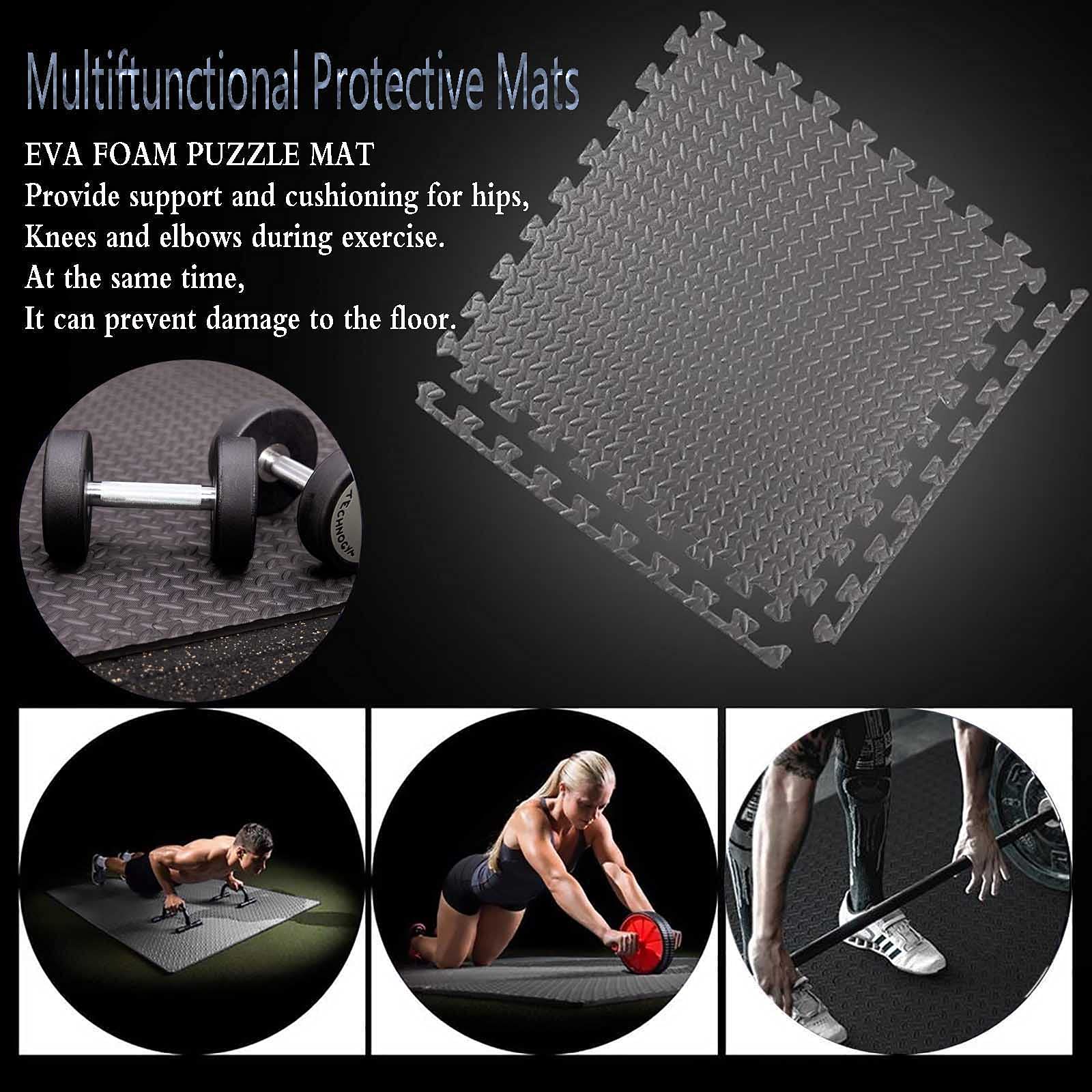 Premium EVA Foam Floor Tiles - 12-Pack Interlocking Puzzle Exercise Mats (60x60x1cm, Black) for Home Gym, Yoga, Workout, Kids Playroom & Camping - Soft, Durable & Non-Slip Fitness Flooring