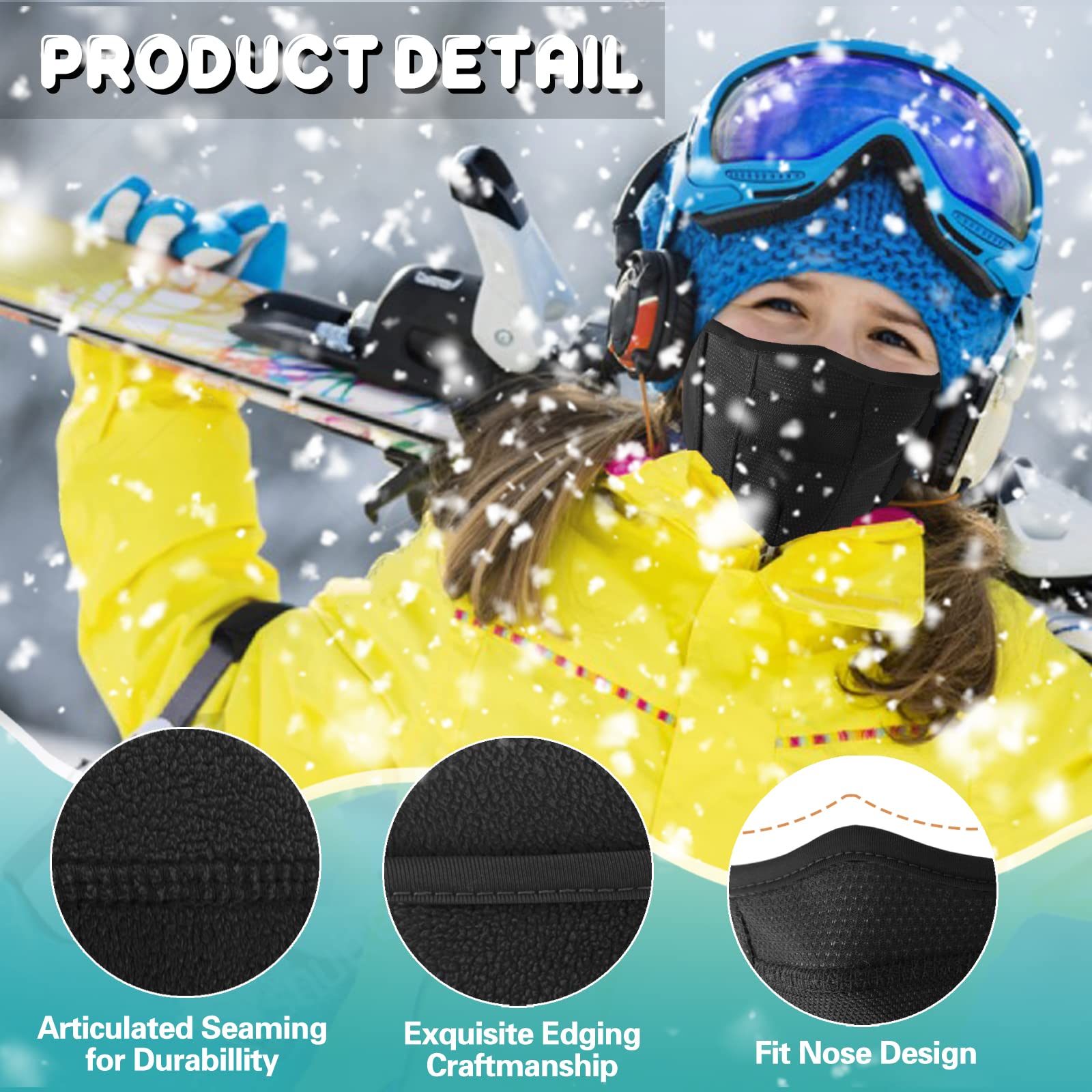 Breathable Kids Balaclava Ski Mask - Windproof Winter Face Mask & Neck Warmer for Boys & Girls - Perfect for Skiing, Running, Cycling & Outdoor Winter Activities