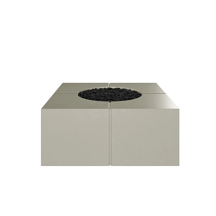 Bloq Square Fire Pit Table - Outdoor Gas Fire Pit with Lava Rocks, Perfect for Patio, Backyard, and Garden Gatherings