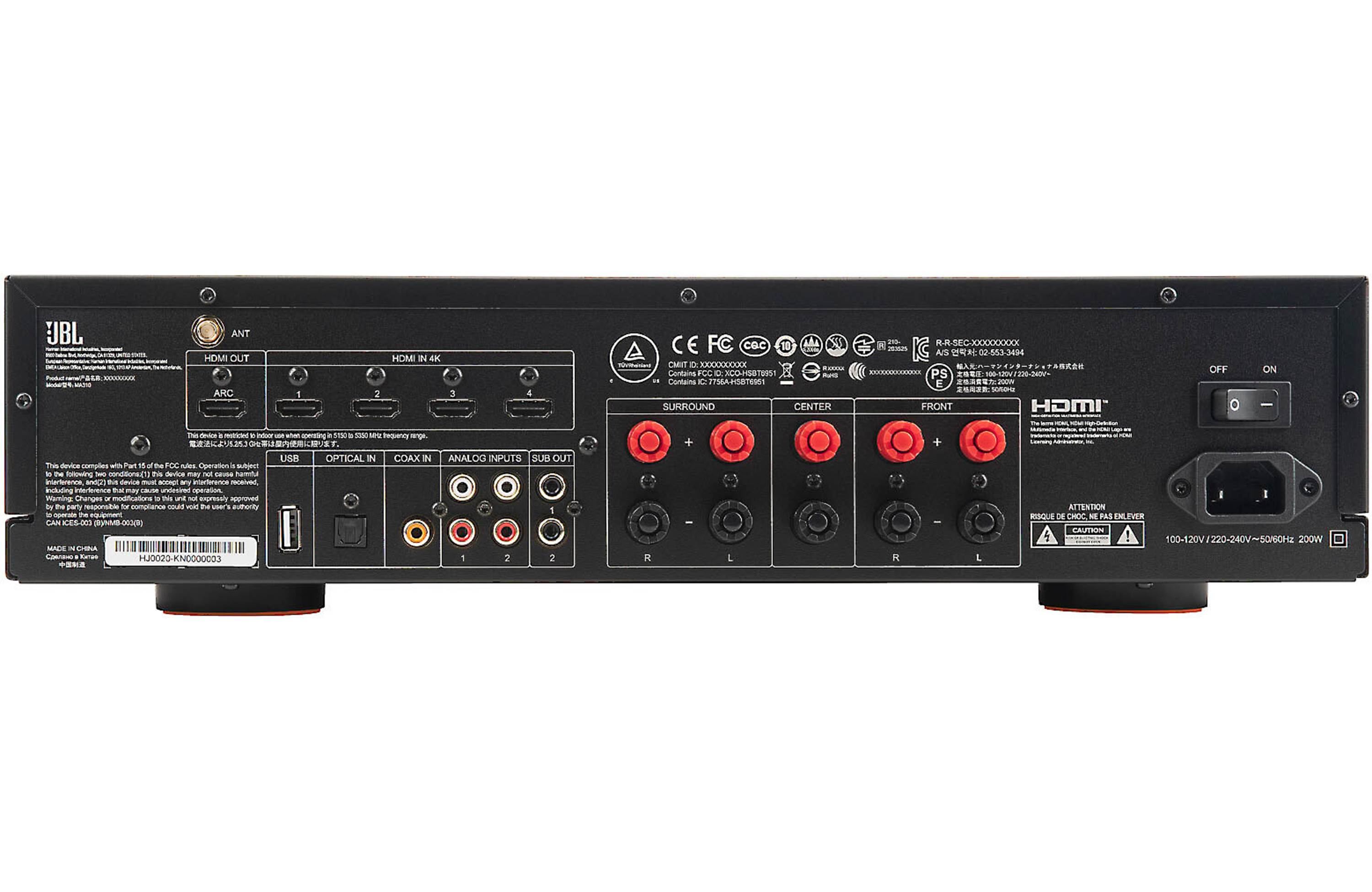JBL MA310 5.2 Channel 4K Ultra HD AV Receiver with Bluetooth - Home Theater System for Movies, Music & Gaming