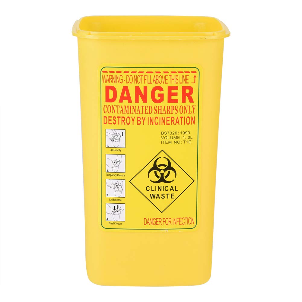 1L Yellow Tattoo Needle Disposal Box - Safe Sharps Container for Home & Studio Use | Durable Medical Waste Storage for Tattoo Artists & Healthcare Professionals | Perfect for Needle Disposal, Tattoo Parlors, Clinics & Home Use