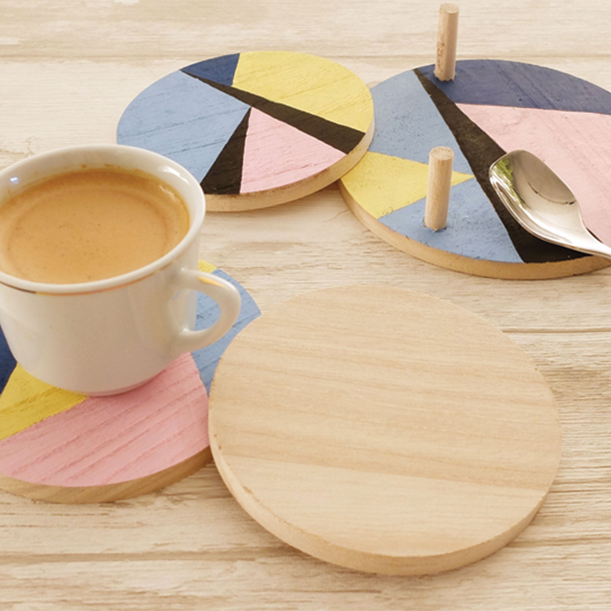 Premium 4-Piece Pawlonia Wooden Coaster Set - 12.5 x 12.5 x 1 cm - Natural Wood Drink Coasters for Coffee, Wine & Hot Beverages - Perfect for Home, Office & Restaurant Use