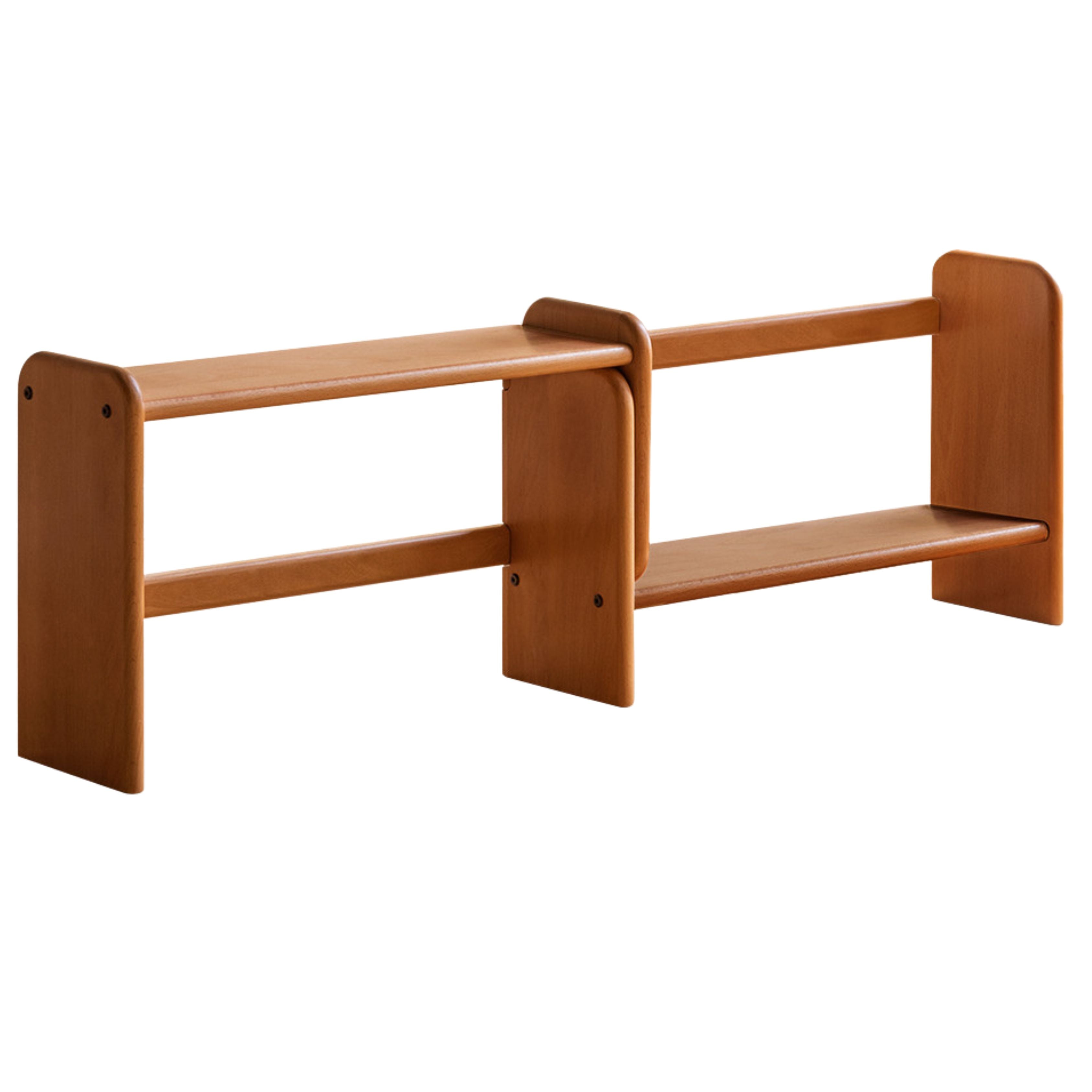 24.8-46.4x7.4x14.9 inch / 63-118x19x38cm / teak color / Poplar children's study table telescopic shelf