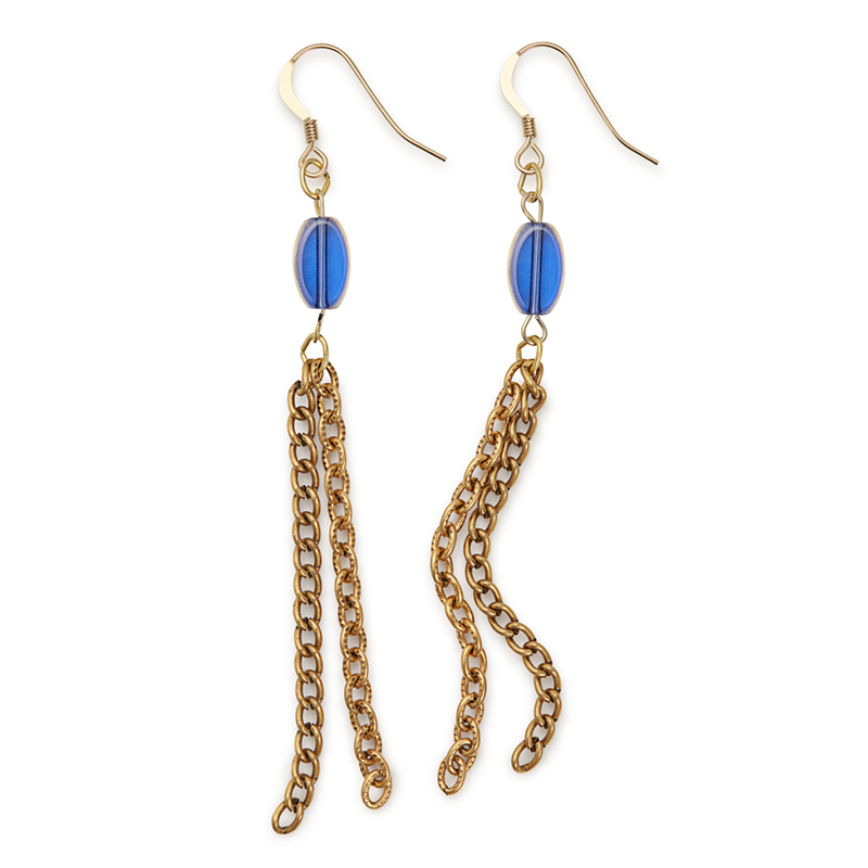 Elegant Blue Chain Drop Earrings for Women - Perfect for Parties, Weddings & Evening Events