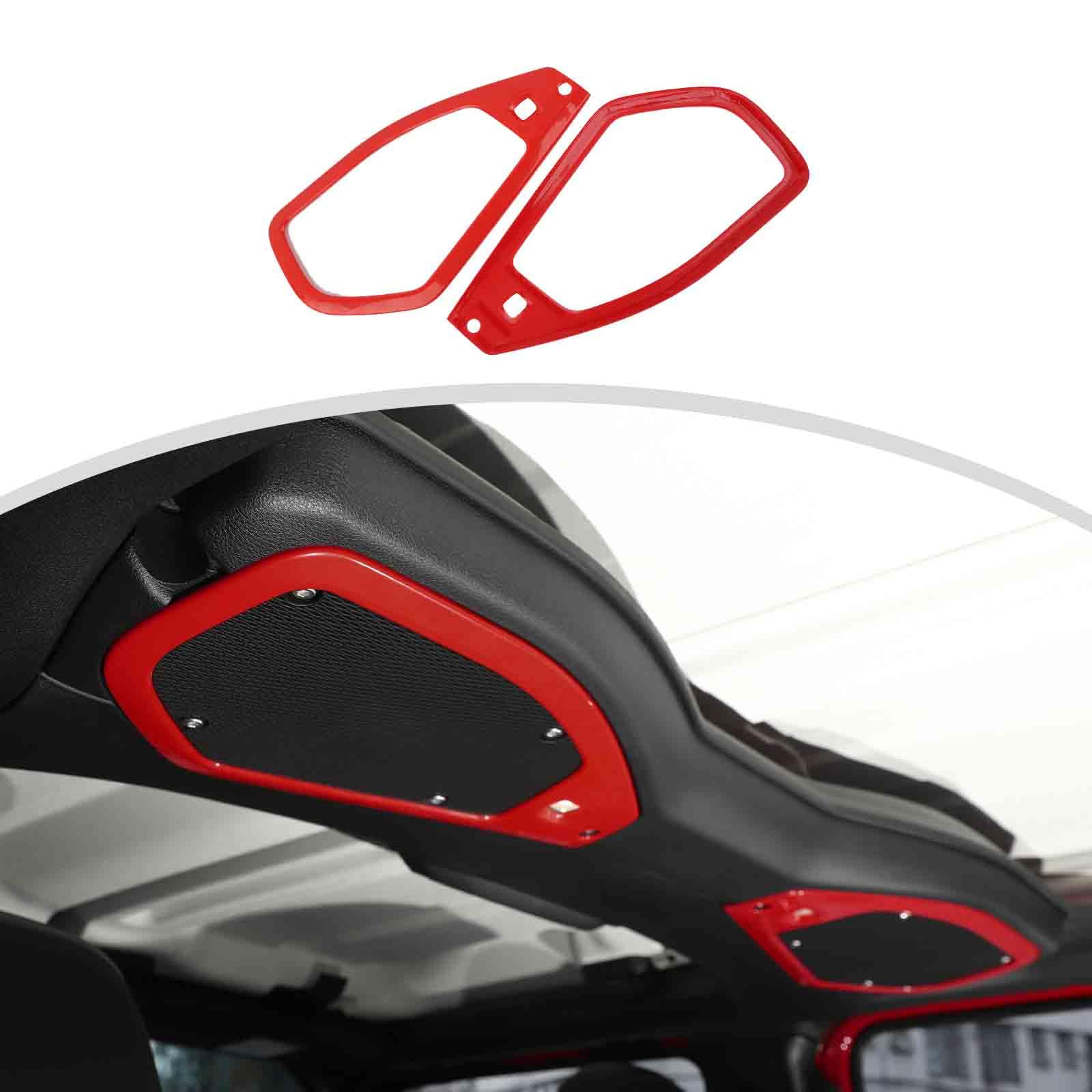CheroCar Red Roof Speaker Cover Trim Interior Accessories Compatible with Jeep Wrangler JL JLU & Gladiator JT 2024+ Models - Waterproof & UV Resistant for Off-Road Adventures & Outdoor Protection