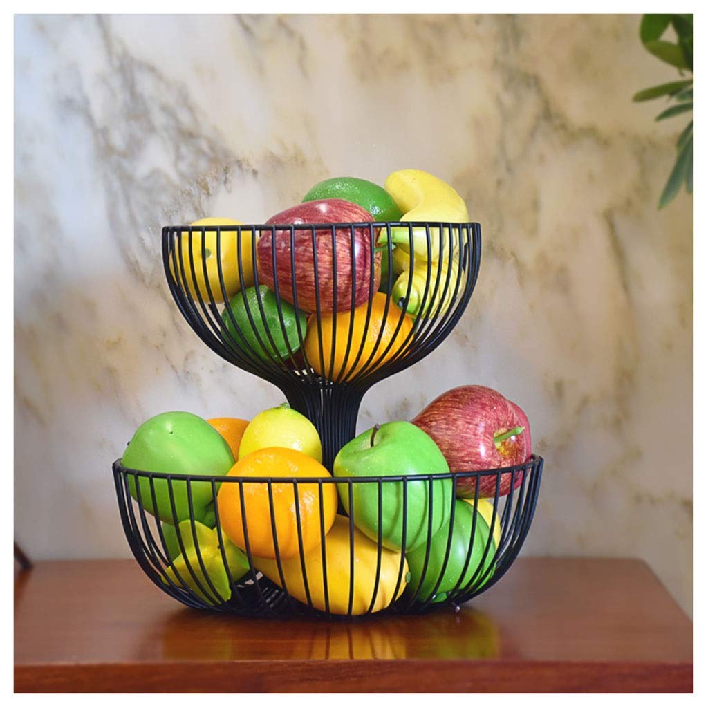 DYPXG 2-Tier Metal Fruit Basket - 30cm White Kitchen & Dining Storage Bowl for Fruits, Desserts, Candy | Space-Saving Countertop Organizer for Home, Office, Party Serving