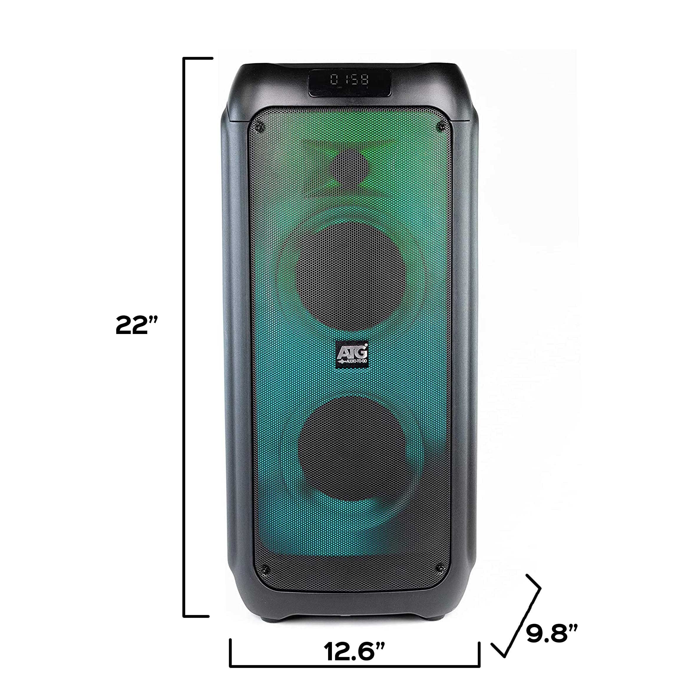 ATG Fyre Pro 55 Portable Bluetooth Party Speaker with Karaoke System - 120W Powerful Sound, Dual 5.5