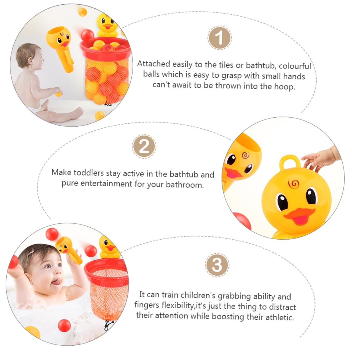 VICASKY 3 Sets Bath Toys for Toddlers - Waterproof Shower Toys, Fun Bathtub Playset for Kids, Yellow Plastic Duck & Animal Toys - Perfect for Baby Bath Time & Sensory Play