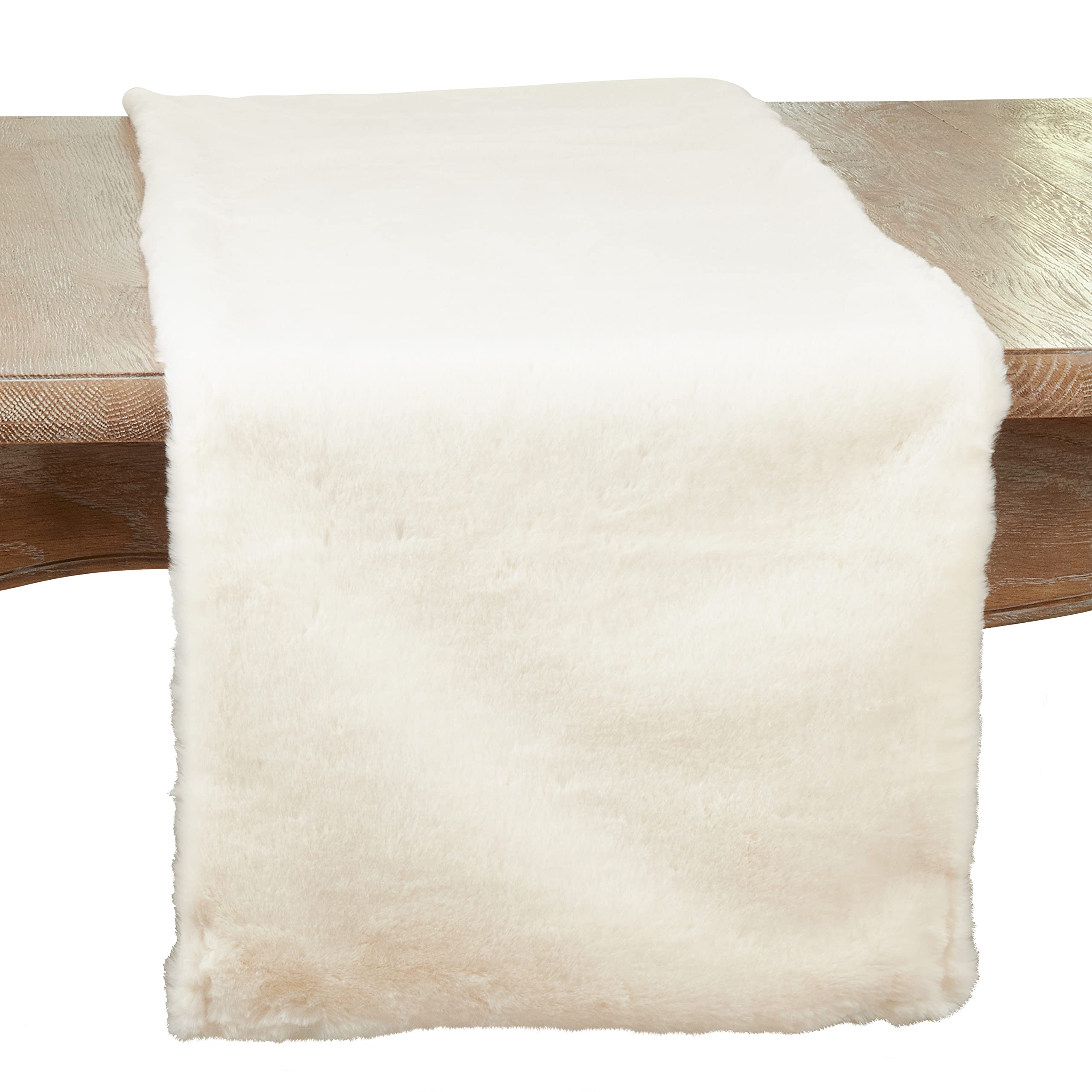 Luxury Faux Fur Rabbit Table Runner - Soft Winter Dining Decor for Christmas, Thanksgiving & Holiday Parties - Elegant Home Decor for Dining Table, Buffet & Sideboard
