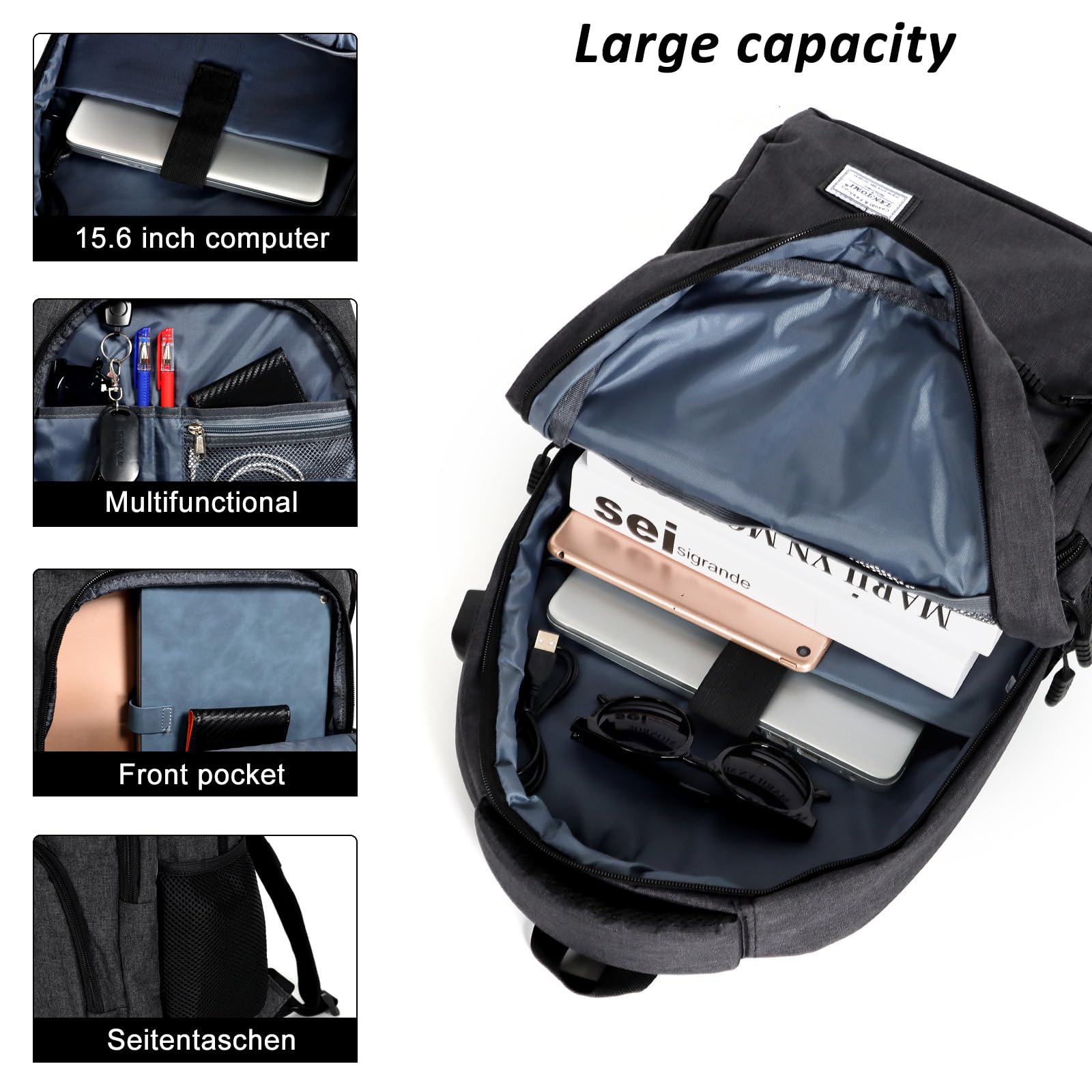 Travel Laptop Backpack for Men & Women - Lightweight Carry On Backpack with USB Charging Port, Durable Computer Work & School Bag for Daily Commute, Business Trips & College