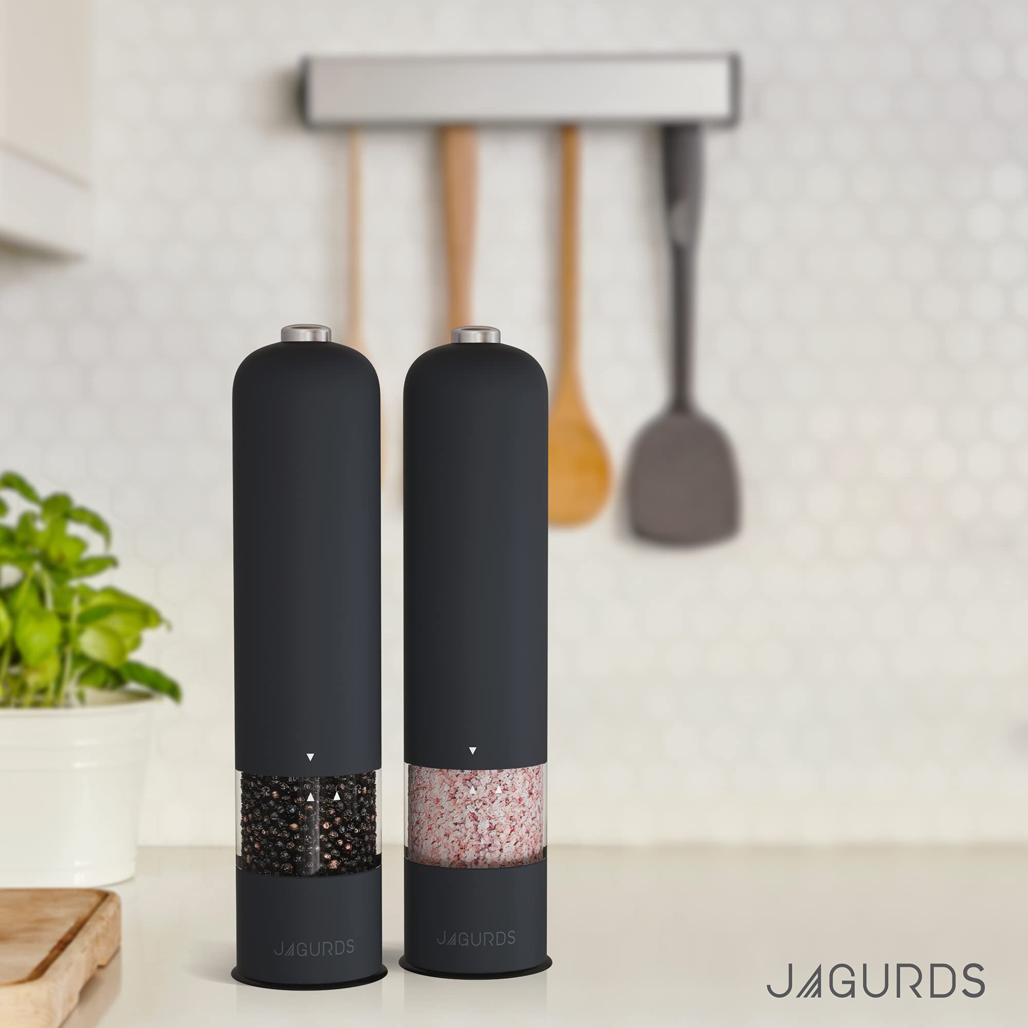 Electric Salt and Pepper Grinder Set - Automatic, Rechargeable, One-Handed Stainless Steel Spice Mill with LED Light - Adjustable Coarseness for Cooking, Dining & Kitchen Use - Perfect for Steak, Salad & Gourmet Meals
