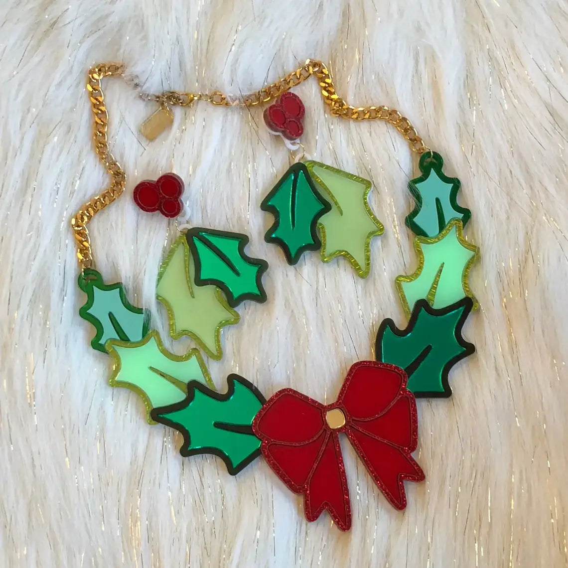 Festive Christmas Holly Acrylic Statement Earrings for Women - Holiday Party Jewelry Gift for Christmas, New Year & Winter Celebrations