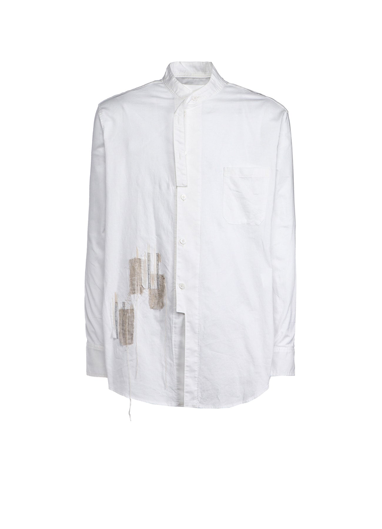 Stylish Cotton Twill Boro Applique Stand Collar Shirt for Men & Women | Vintage-Inspired Casual Wear for Everyday Outfits & Street Fashion