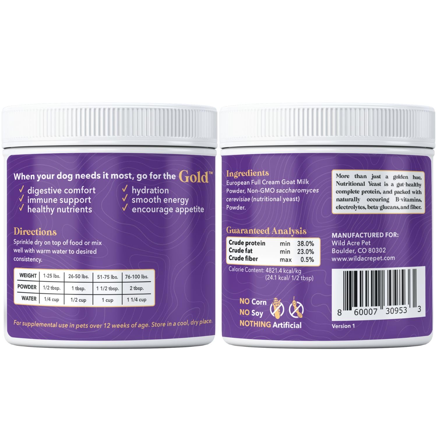 Organic Goat Milk Powder for Dogs & Cats - Hypoallergenic Protein Supplement with Probiotics & Prebiotics - Supports Sensitive Stomachs & Digestion - Ideal for Puppies, Adult Pets & Senior Animals - 7oz Powder (Goat Milk Gold) - Perfect for Mixing with Food or as a Nutritious Treat