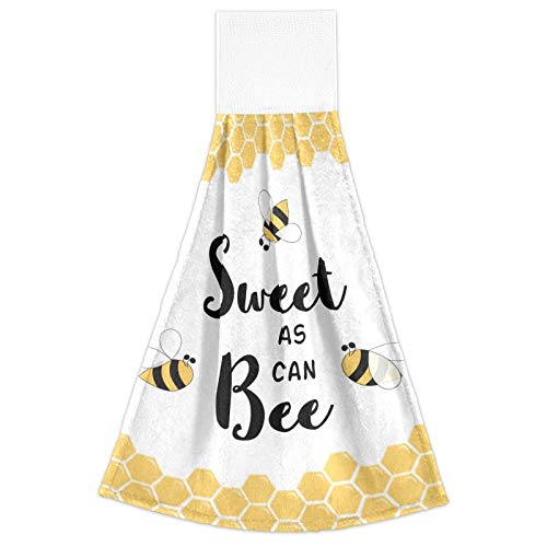 Sweet As Can Bee Funny Love Quotes Kitchen Towels - 2 Pack Absorbent Hanging Hand Towels with Loops for Bathroom, Restroom & Home Decor | Perfect for Kitchens, Gifts & Farmhouse Decor