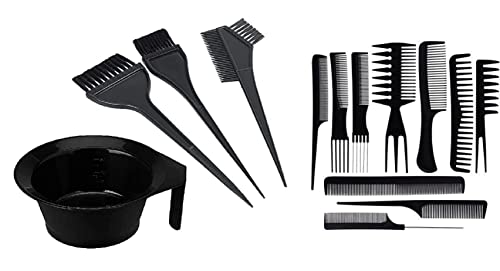 Hair Dye Bowl Set + 10 Comb Set