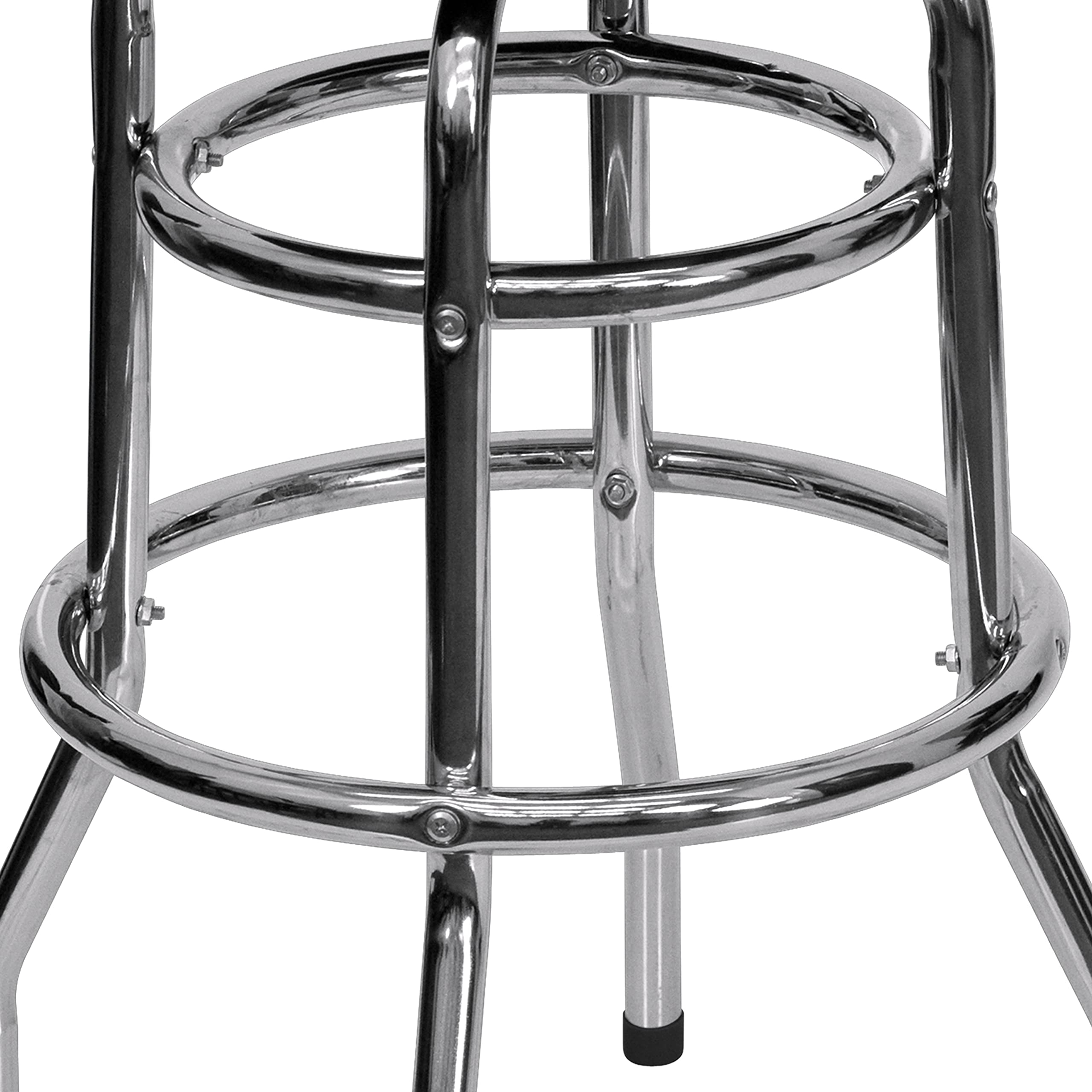 Chrome Bar Stool with Double Ring Design and Red Cushion Seat - Perfect for Kitchen Islands, Breakfast Bars, and Modern Dining Areas