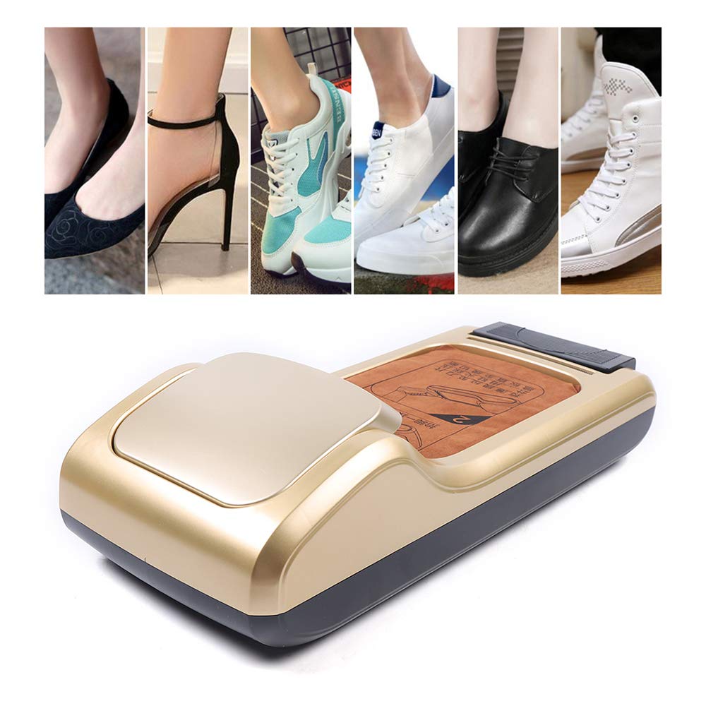 LOYALHEARTDY Portable Automatic Shoe Cover Dispenser Machine with Shoe Film - Hygienic Footwear Protection for Home, Lab, Office, Hotel, Exhibition & Workshop - Gold Finish | Ideal for Clean Rooms, Medical Facilities & High-Traffic Areas