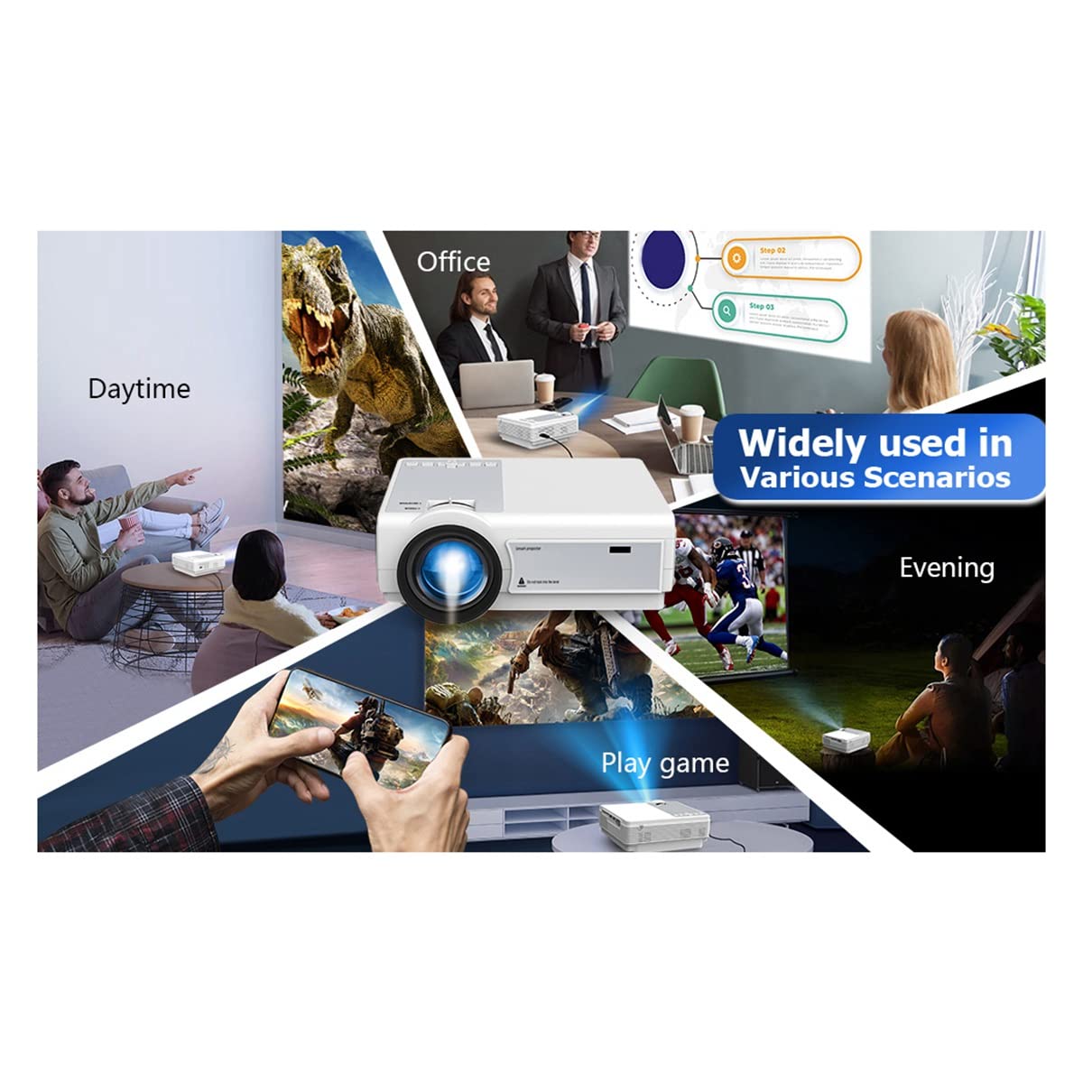 TYREE 1080P HD Projector 12000LM Home Theater Video Projector with WiFi & Bluetooth - Compatible with USB/VGA/AV/iOS/Android for Movies & Gaming (UK Plug) - Perfect for Home Cinema, Outdoor Movie Nights & Presentations