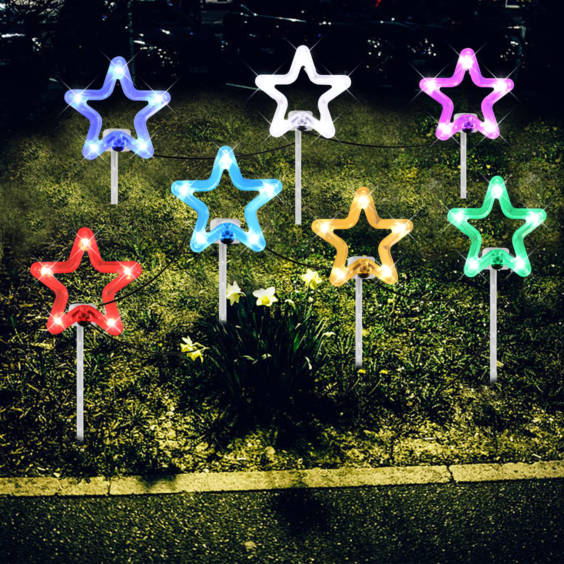 49Ft Solar String Lights Outdoor - 8 Color Changing RGB LED Star Lights, Waterproof Solar Powered for Pergola, Balcony, Backyard, Deck & Walkway | Perfect for Patio, Garden, Wedding & Party Decorations