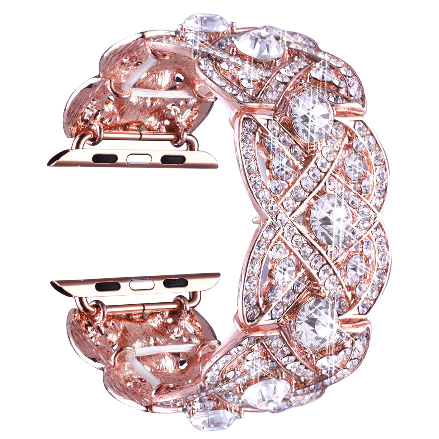 VIQIV Bling Bands Compatible with Apple Watch Ultra/SE/8/7/6/5/4/3/2/1 - Diamond Rhinestone Stainless Steel Metal Bracelet Strap for Women (38mm/40mm/41mm/42mm/44mm/45mm/49mm) - Perfect for Parties, Weddings & Everyday Luxury Fashion Accessory