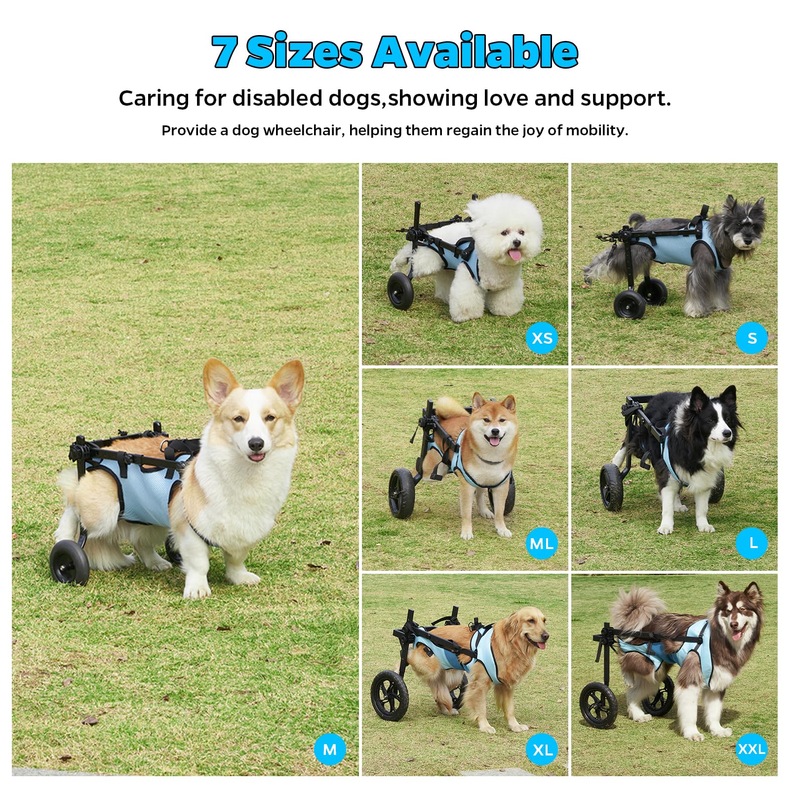 Dog Wheelchair for Back Legs - Lightweight Pet Mobility Aid for Small Dogs & Cats with Disabled Hind Legs | Adjustable Wheels for Walking Support | Perfect for Injured, Elderly, or Disabled Pets