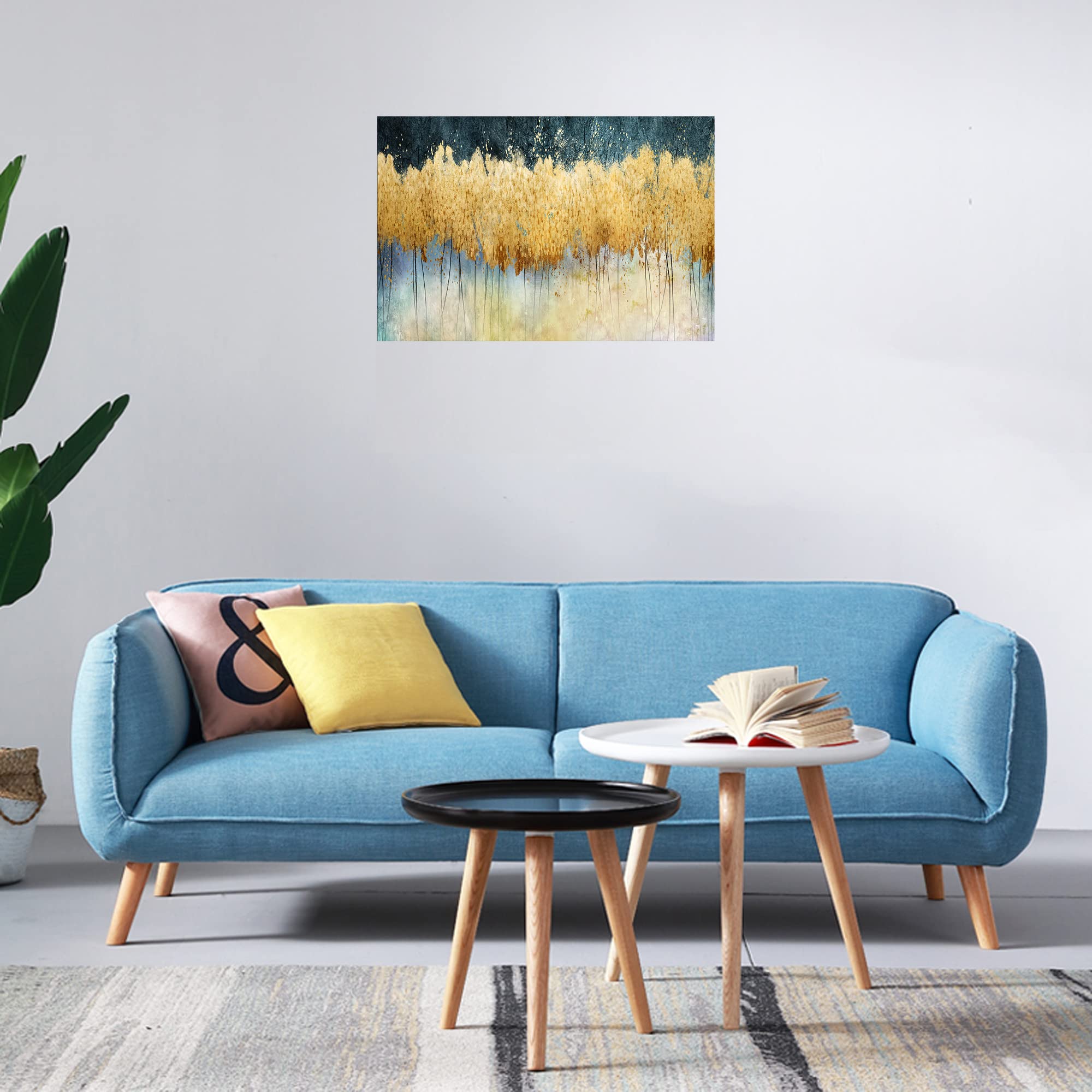 XXMWallArt FC2669 Abstract Golden Forest Canvas Painting - Modern Wall Decor for Living Room, Bedroom, Kitchen & Office | Handmade Canvas Prints for Home & Workspace Decor