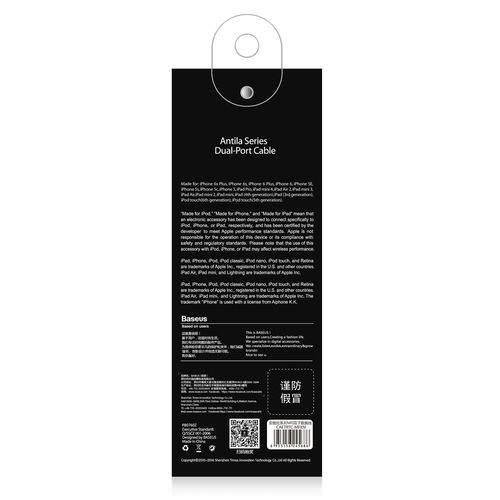 Baseus Antila MFI Certified 2-in-1 Micro USB & Lightning Cable - Fast Charging & Data Sync for iPhone, iPad, Android Devices | Perfect for Home, Office & Travel Use
