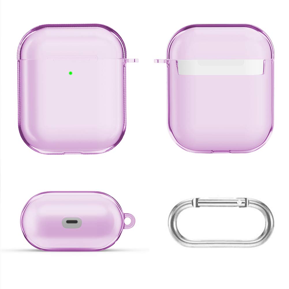 Valkit Clear TPU AirPods Case Cover with Keychain - Shockproof Protective Case for Apple AirPods 1 & 2 (Purple) - Perfect for Women, Men & Girls | Gym, Travel & Everyday Use