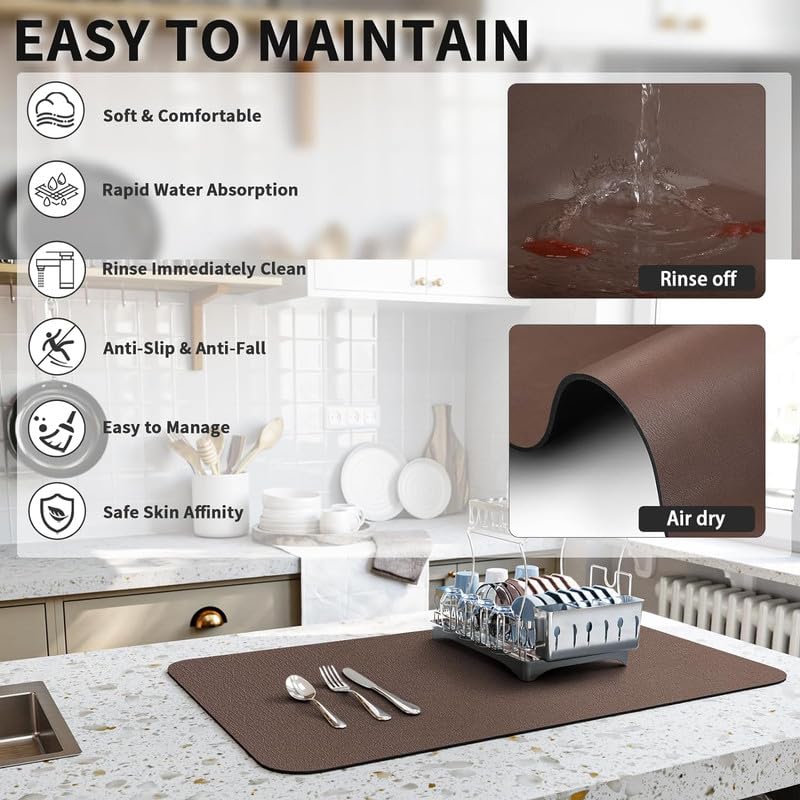 SSUCA Non-Slip Kitchen Dish Drying Mat - 40