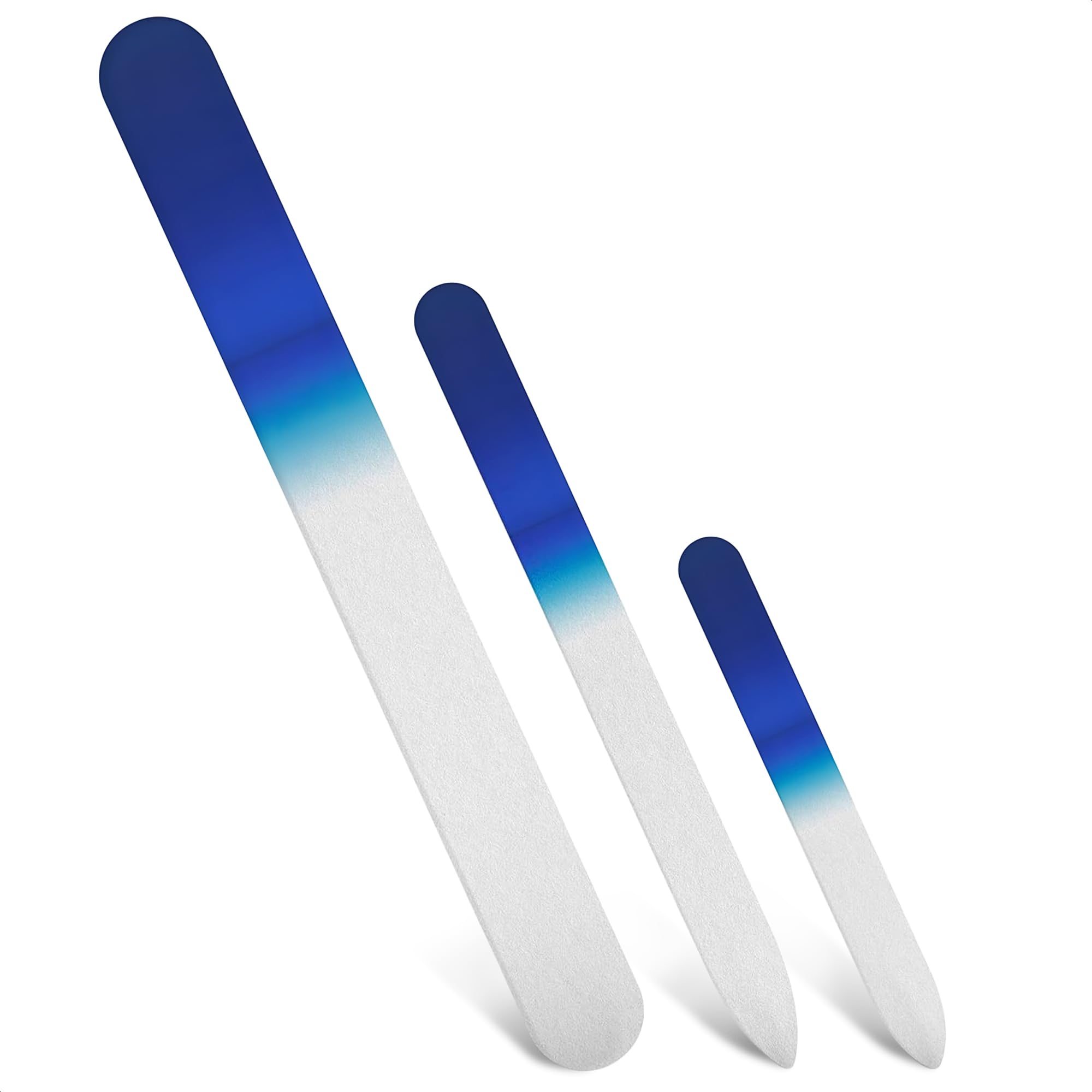 3Pcs Crystal Glass Nail Files Set - Professional Manicure & Pedicure Tools for Natural & Acrylic Nails | Cuticle Pusher & Nail Care Kit | Perfect for Home Salon, Travel & Gift Giving