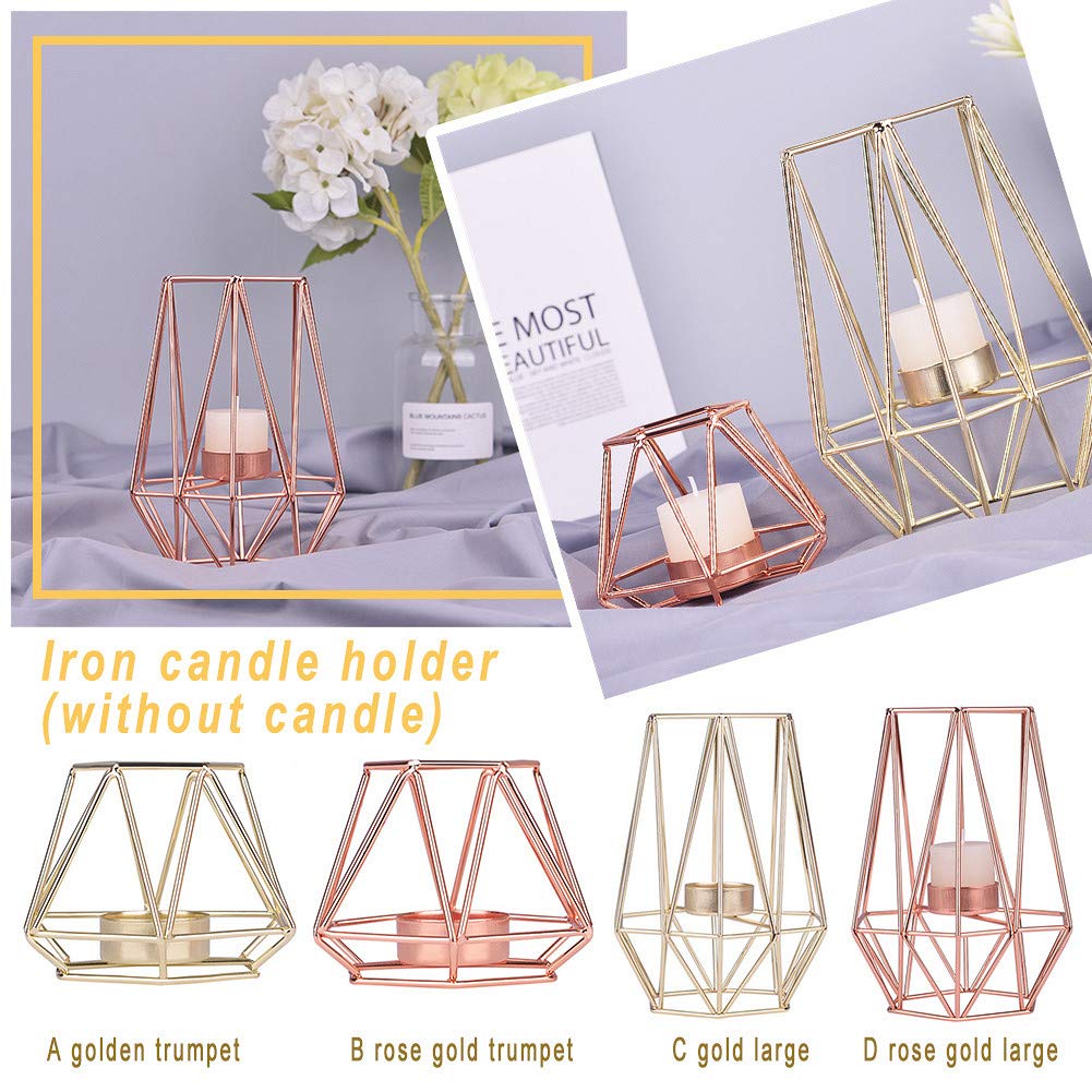 Luxury Golden Wrought Iron Candle Holder - Rose Gold European Style Candlestick for Romantic Table Decor, Wedding Centerpiece & Home Decoration (Small Size) - Perfect for Dining Tables, Bedroom Ambiance & Gift Giving