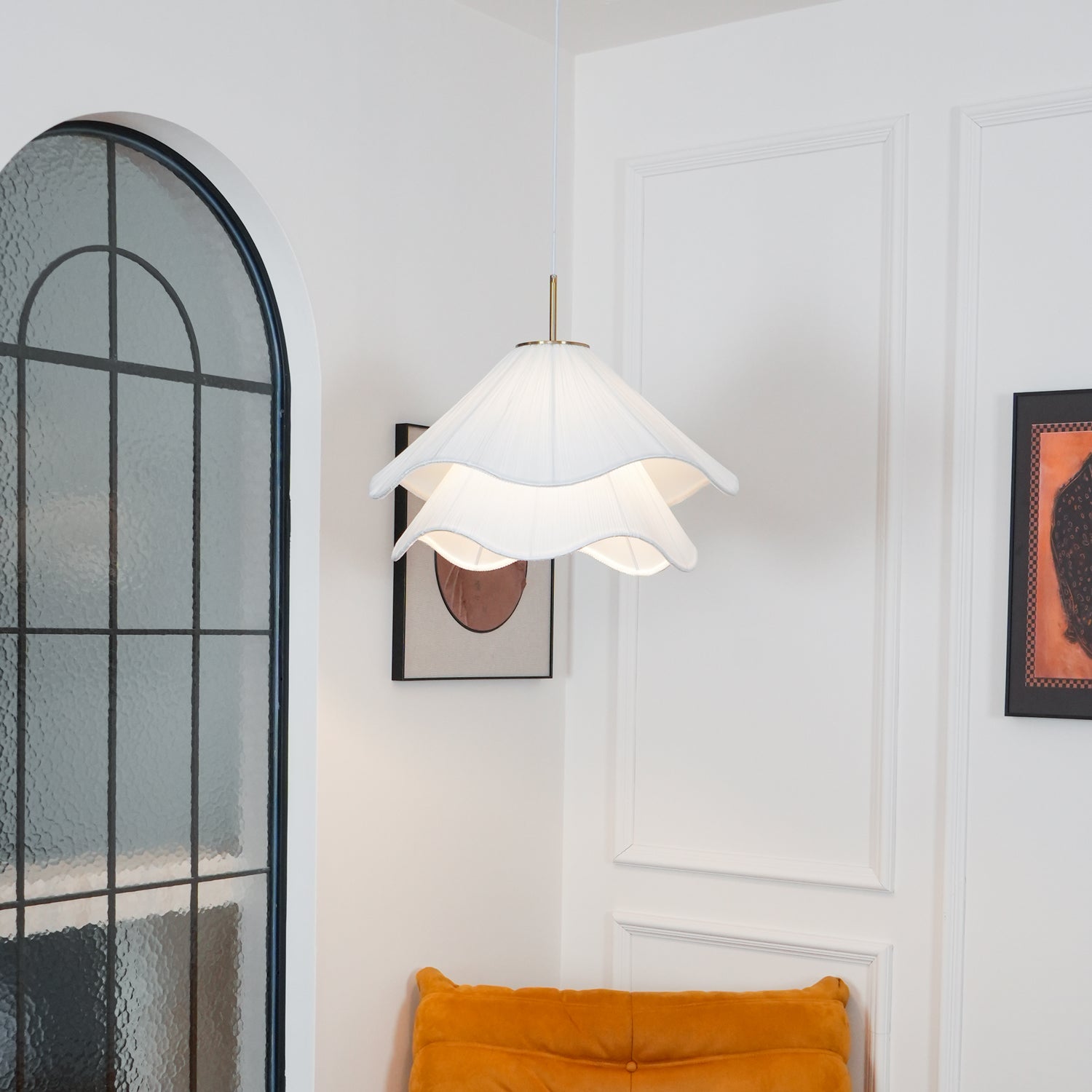 Ethereal Bloom Plug-in Pendant Light - Modern Floral Glass Ceiling Lamp for Bedroom, Living Room & Dining Room Decor