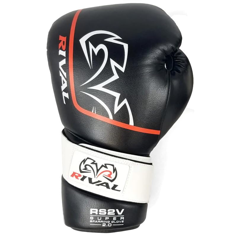 RIVAL Boxing RS2V 2.0 Super Sparring Gloves - Single Strap Hook & Loop Closure, Soft Inner Lining for Comfort - Perfect for Training, Sparring & MMA Practice
