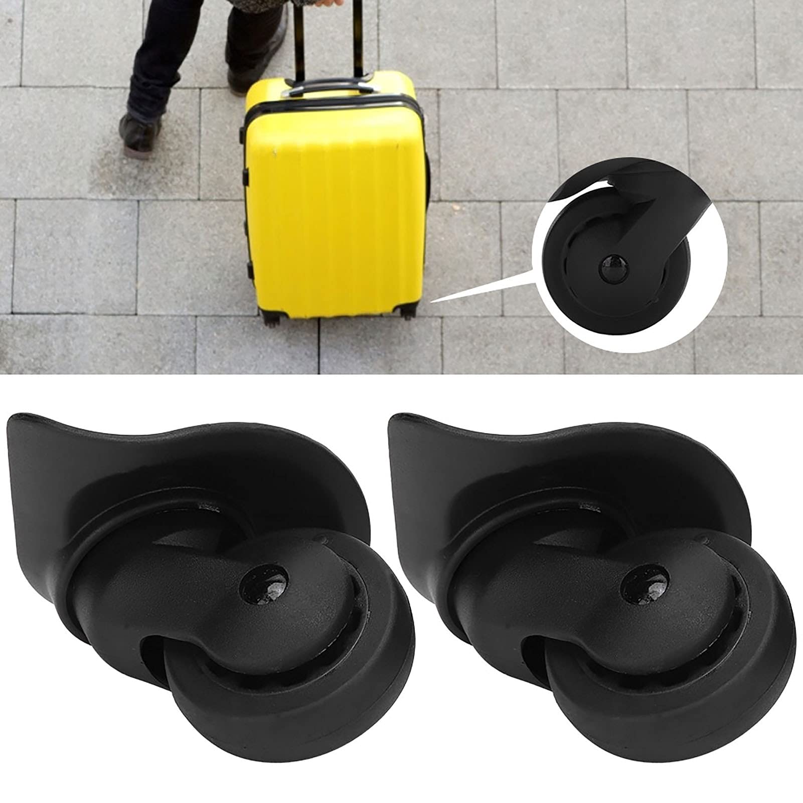 Akozon 2 Pack Universal Mute Single Row Wheel Replacement for Suitcase Luggage - Premium Travel Caster Wheels for Outdoor Equipment - Perfect for Carry-On Bags, Rolling Luggage & Everyday Use