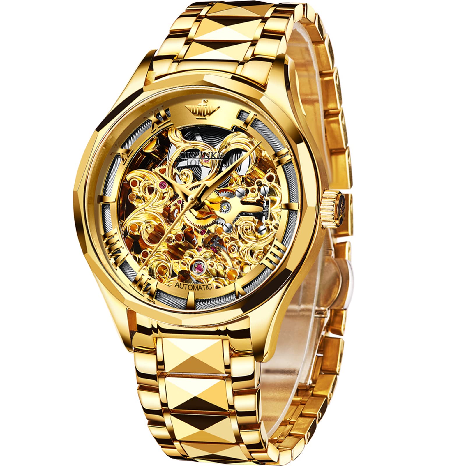 Automatic Mechanical Skeleton Watch for Men - 5ATM Waterproof Tungsten Stainless Steel Self-Winding Wristwatch with Japanese Movement - Perfect for Business, Formal Events & Everyday Wear