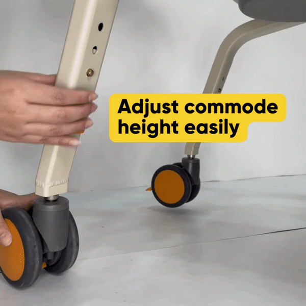 ShowerBuddy Roll In Buddy Lite Commode - Portable Shower Chair with Adjustable Arms & Backrest for Seniors & Disabled - Ideal for Bathroom Safety & Elderly Care