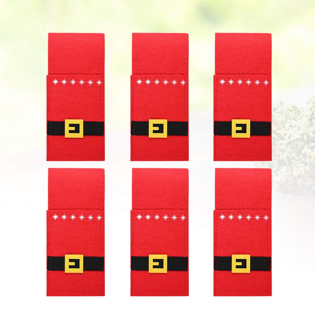 6-Piece Santa Claus Cutlery Bags Set - Christmas Silverware Holders & Tableware Organizers for Dining Table Decor, Holiday Party Centerpieces - Perfect for Christmas Dinner, Family Gatherings & Festive Celebrations
