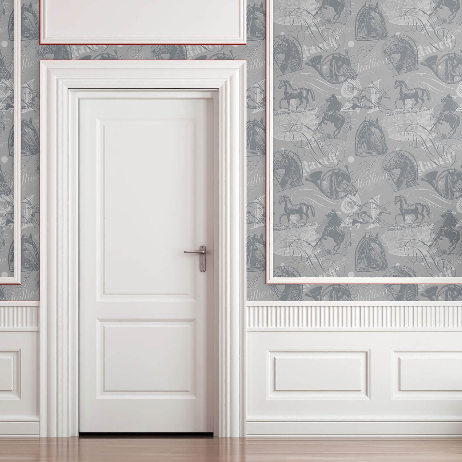 Vintage Silver Animal Peel and Stick Removable Wallpaper - Self-Adhesive Decorative Wall Covering for Bedroom, Nursery, Living Room, Office Decor