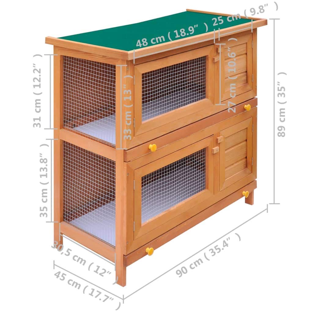 **FAMIROSA Wooden Rabbit Hutch - Outdoor & Indoor Waterproof Bunny Cage for Small to Medium Pets, Chicken Coop Nesting Box with 4 Doors - Perfect for Backyard, Garden, or Patio Use**