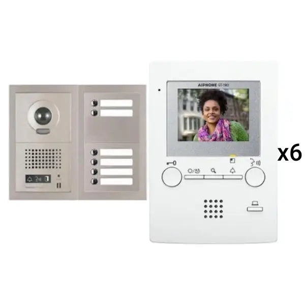 Aiphone GT 6V3 6-Unit Apartment Video Intercom System with 3.5