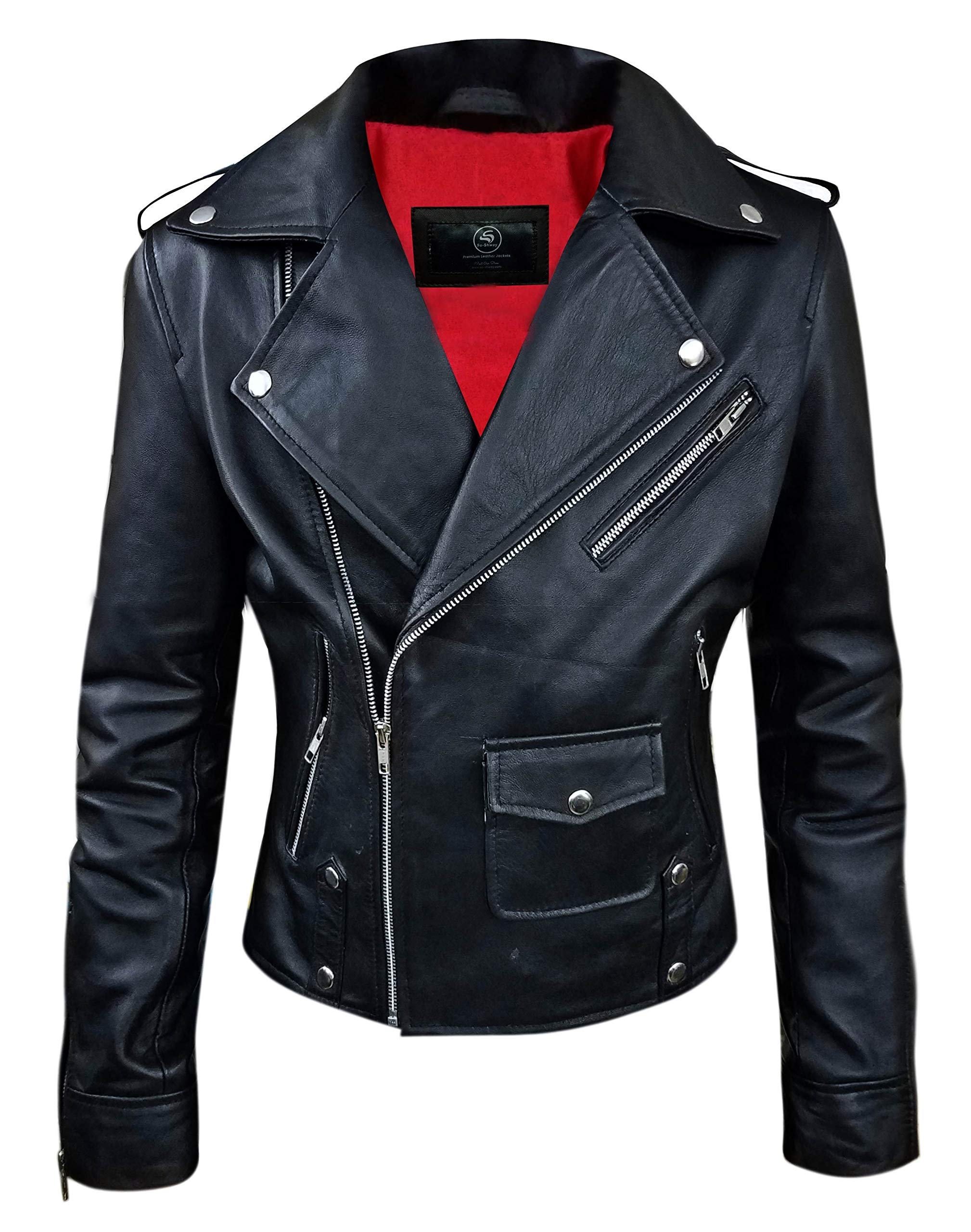 Women's Black Leather Moto Jacket - Stylish Biker Jacket for Women - Premium Faux Leather Outerwear | Perfect for Motorcycle Riding, Night Out & Casual Wear