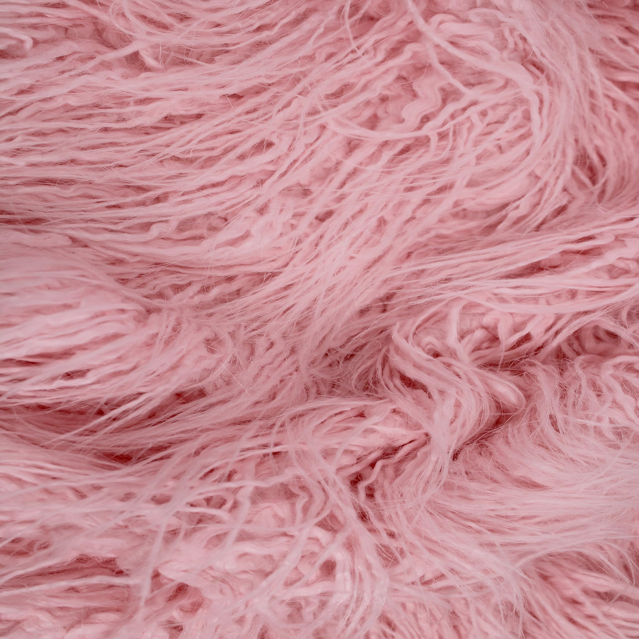 Texco Faux Fur Fabric by The Yard - Soft Fluffy Shaggy Mohair Material for Sewing, DIY Projects, Baby Clothes, Costumes, Plush Toys, Apparel, Home Decor, Rugs, Doll Making, Gnome Beards & Miniatures - 5 Yards Pink - Perfect for Crafting, Cosplay & Nursery Decor