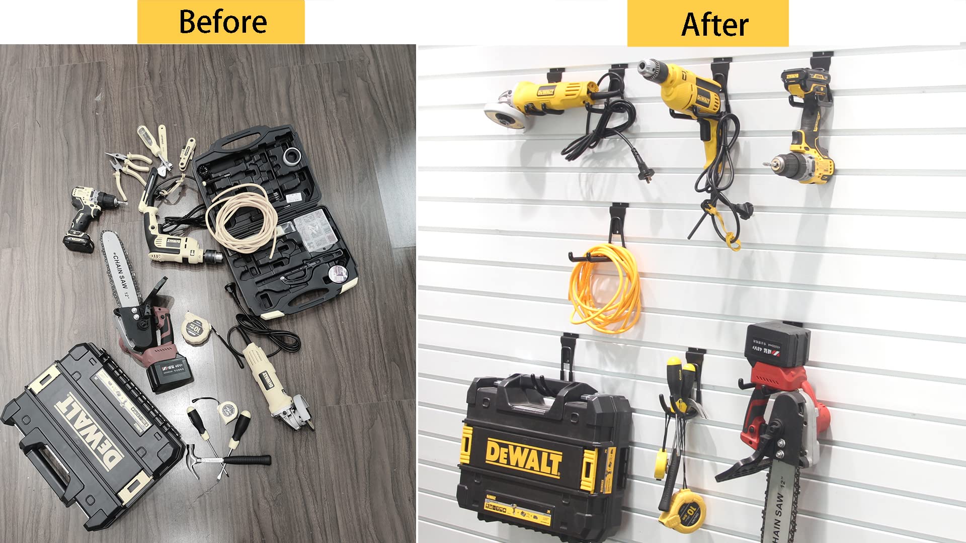 Black Slatwall Hooks 8 Pack - Garage Storage Organizer for Tools & Gear