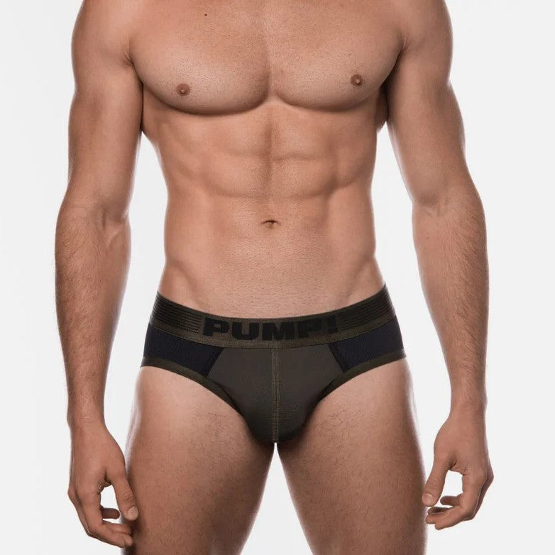 Military Ribbed Briefs for Men - High-Quality PUMP! Army Green Underwear - Comfortable & Durable for Workout, Outdoor Activities & Daily Wear